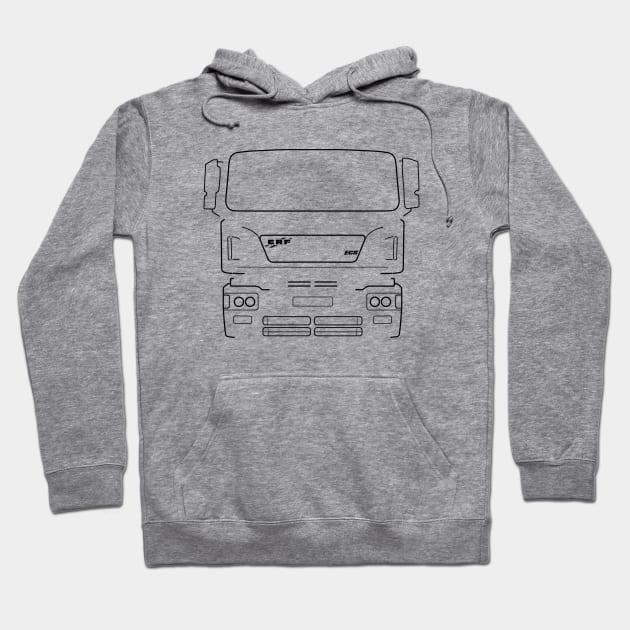 Classic ERF ECS lorry black outline graphic Hoodie by soitwouldseem